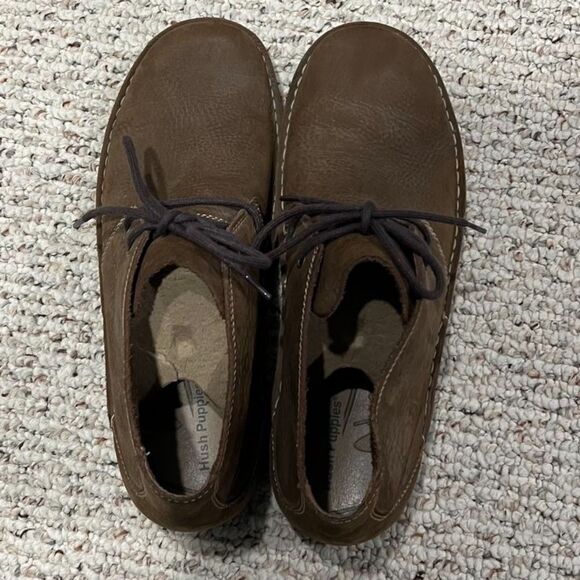 EUC Hush Puppies Brown Leather Chukka Lace-up Boots Size Men's 11 - Picture 7 of 9